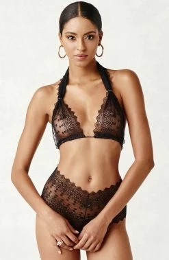 COAXcopenhagen.com Black Bralette With Black Pearls - Geneva Dark Bra LINGERIE