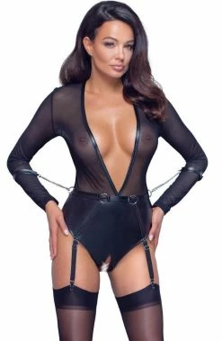COAXcopenhagen.com Black Crotchless Bodysuit - Into Voyeurism LINGERIE