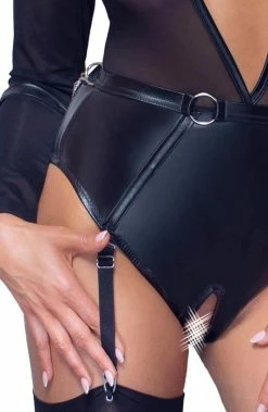 COAXcopenhagen.com Black Crotchless Bodysuit - Into Voyeurism LINGERIE