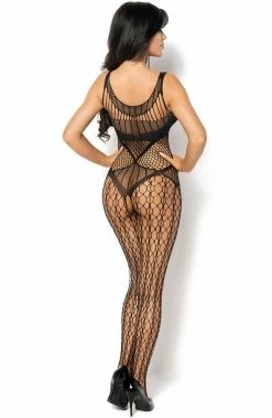 COAXcopenhagen.com Black Crotchless Diamond Net Bodystocking - Juliya LINGERIE