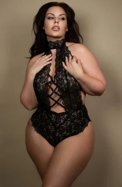 COAXcopenhagen.com Black Crotchless Plus Size Bodysuit - Seduce Me In Black LINGERIE