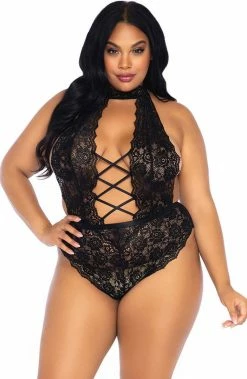 COAXcopenhagen.com Black Crotchless Plus Size Bodysuit - Seduce Me In Black LINGERIE