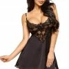 COAXcopenhagen.com LINGERIE Black Satin Chemise - Leslie
