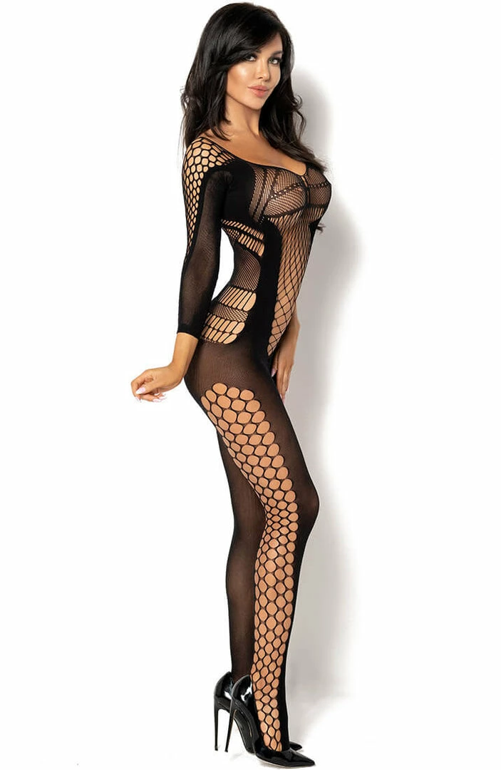 COAXcopenhagen.com Black Cut-out Net Bodystocking - Lucelia LINGERIE