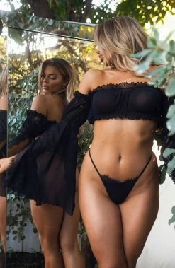 COAXcopenhagen.com LINGERIE Black Mesh Bandeau Top & String - Flawless