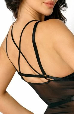 COAXcopenhagen.com LINGERIE Black Harness Bodysuit - Blair