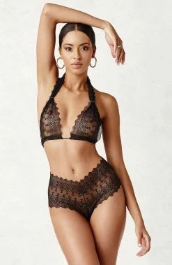 COAXcopenhagen.com Black Hipster Panty With Black Pearl String - Geneva Dark Panty LINGERIE