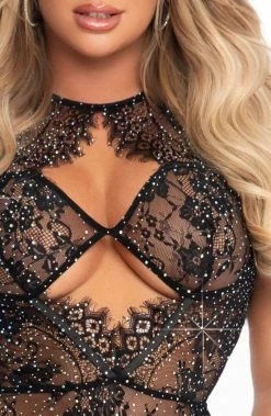 COAXcopenhagen.com Black Lingerie Dress With Rhinestones - Lovin' You