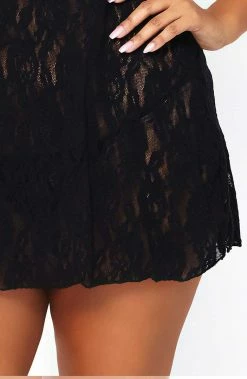 COAXcopenhagen2 LINGERIE Black Plus Size Lace Chemise - Bold Lace