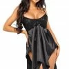 COAXcopenhagen.com Black Satin Nightie - Molly