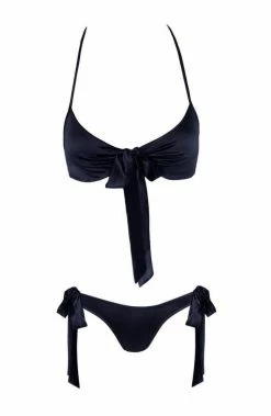 COAXcopenhagen.com Black Satin Bow Lingerie Set - Satin Sensations