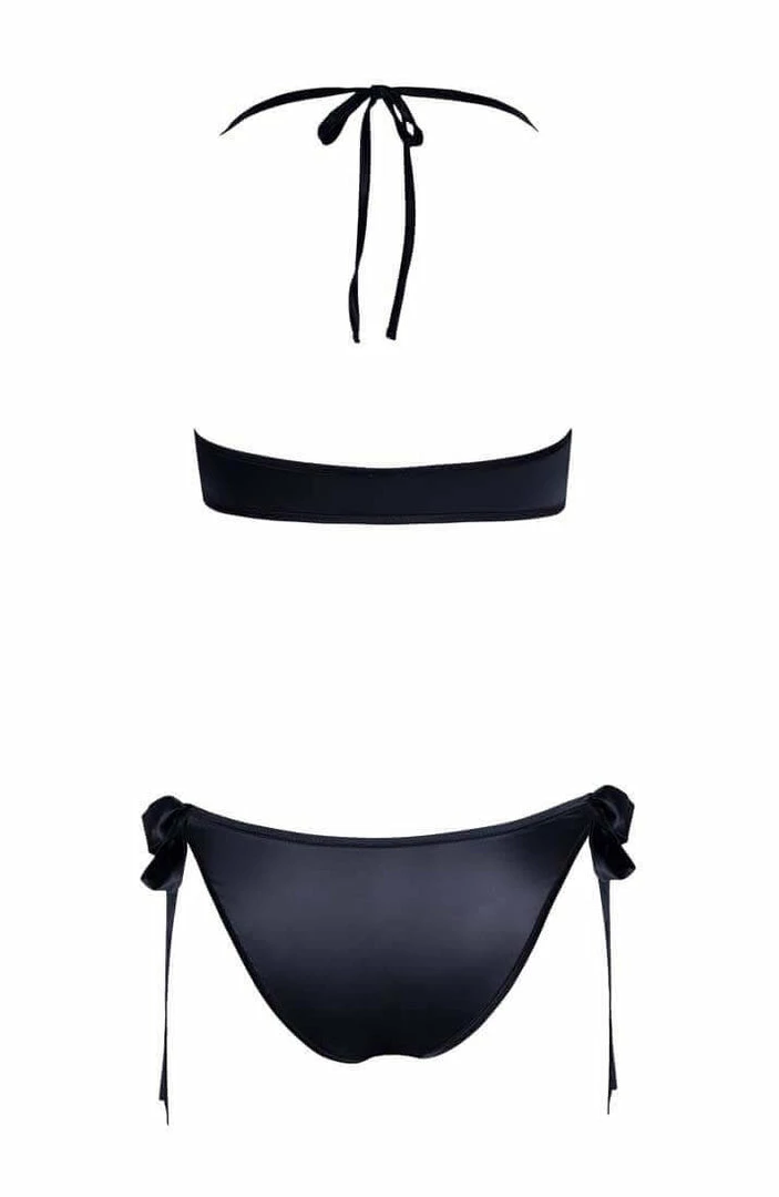 COAXcopenhagen.com Black Satin Bow Lingerie Set - Satin Sensations