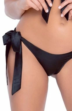 COAXcopenhagen.com Black Satin Bow Lingerie Set - Satin Sensations