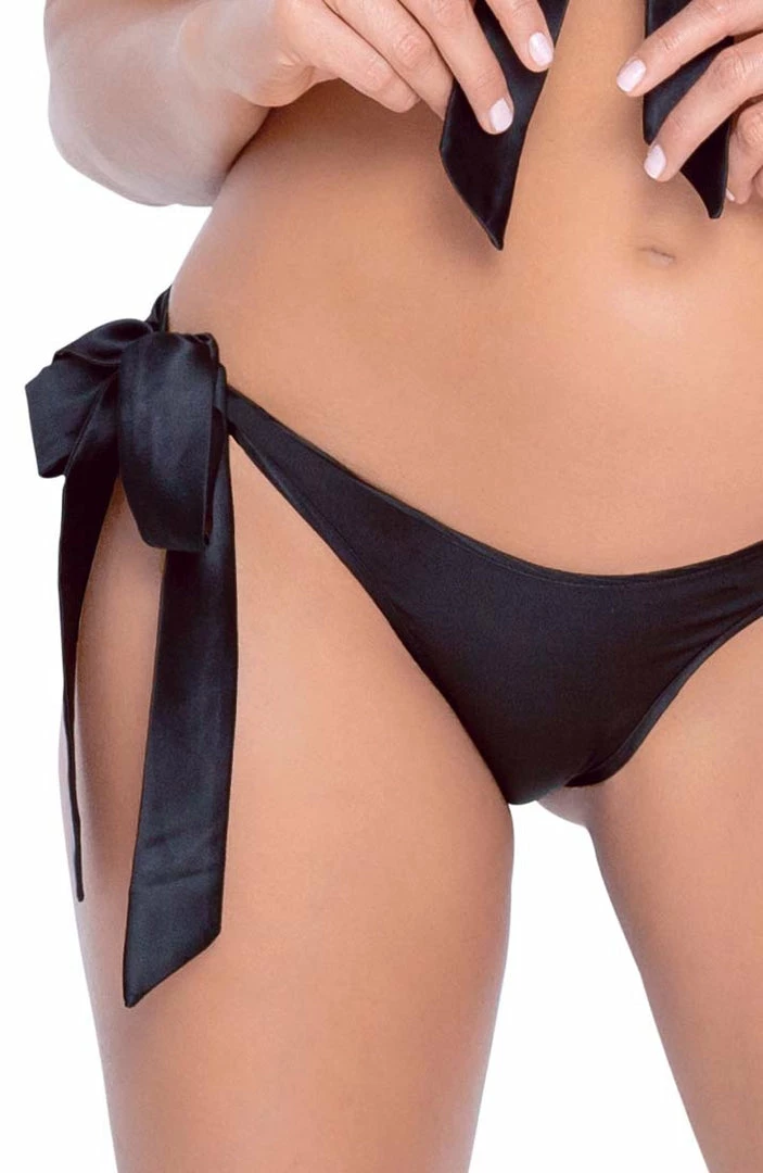 COAXcopenhagen.com Black Satin Bow Lingerie Set - Satin Sensations