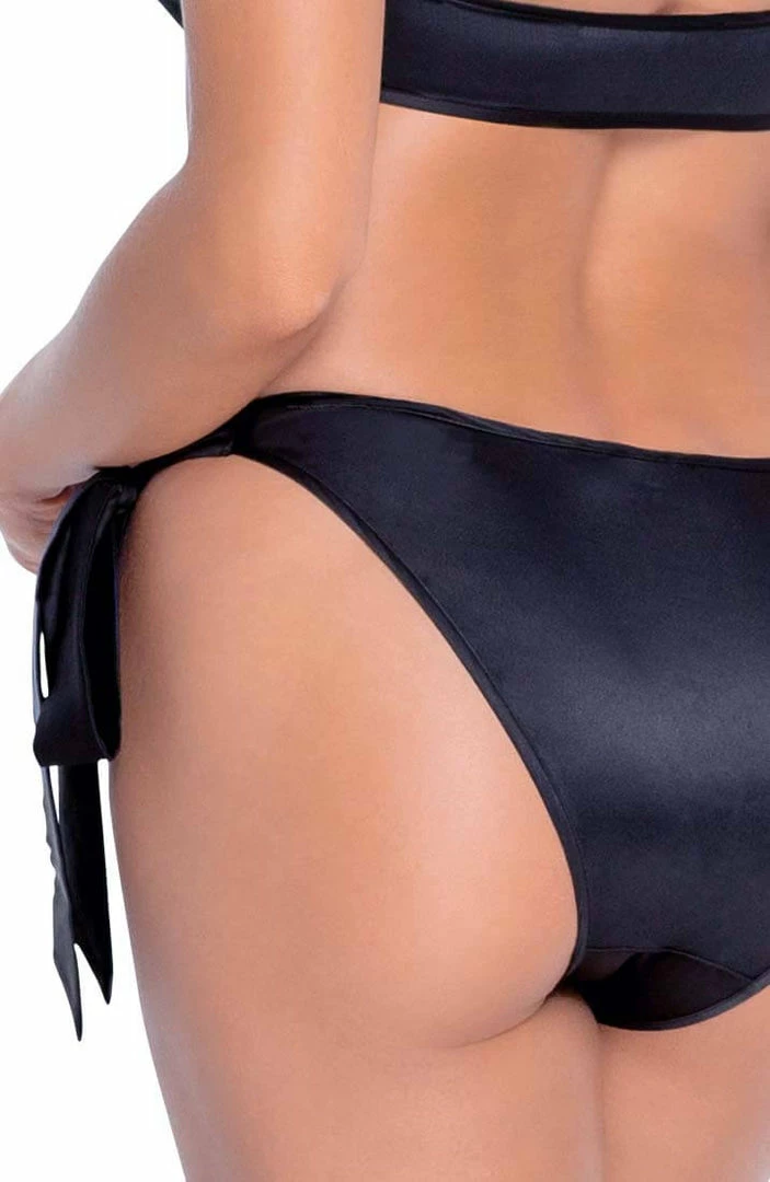 COAXcopenhagen.com Black Satin Bow Lingerie Set - Satin Sensations