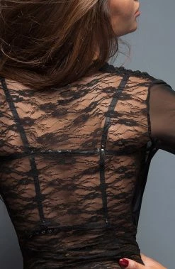 COAXcopenhagen2 LINGERIE Black Transparent Lace Dress - Black Flirt