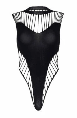 COAXcopenhagen2 LINGERIE Black Strappy Bodysuit - Shredded Suit