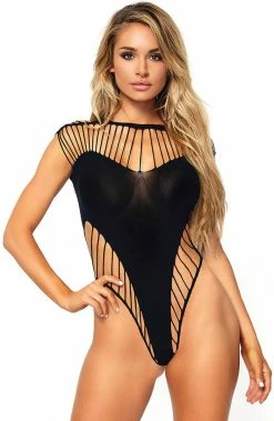 COAXcopenhagen2 LINGERIE Black Strappy Bodysuit - Shredded Suit