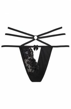 COAXcopenhagen2 Black String Panty With Cage-strap - LAVISH LINGERIE