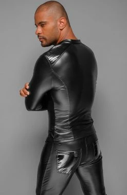 COAXcopenhagen.com The COAX Fetish Black Wet Look MC Shirt With PVC Epaulets - Notice