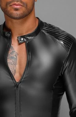 COAXcopenhagen.com The COAX Fetish Black Wet Look MC Shirt With PVC Epaulets - Notice