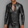 COAXcopenhagen.com The COAX Fetish Black Wet Look MC Shirt With PVC Epaulets - Notice