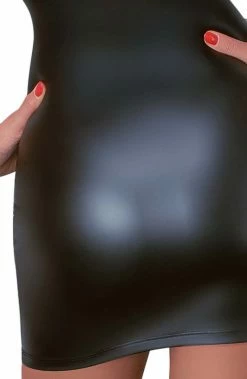 COAXcopenhagen.com LINGERIE Black Wet Look Dress With Sheer Mesh Highlights - Outside The Lines