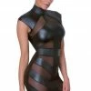 COAXcopenhagen.com LINGERIE Black Wet Look Dress With Sheer Mesh Highlights - Outside The Lines