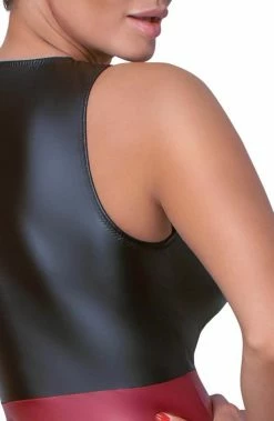 COAXcopenhagen.com Black Wet Look Dress With Red Highlights - Submissive To You