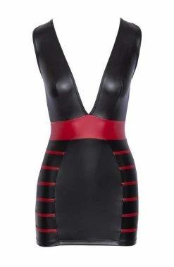 COAXcopenhagen.com Black Wet Look Dress With Red Highlights - Submissive To You