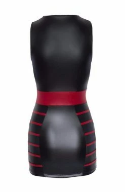 COAXcopenhagen.com Black Wet Look Dress With Red Highlights - Submissive To You