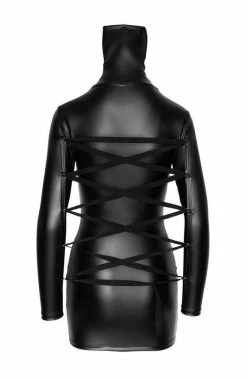 COAXcopenhagen.com LINGERIE Black Wet Look Dress With Tie-back - On Point Bondage