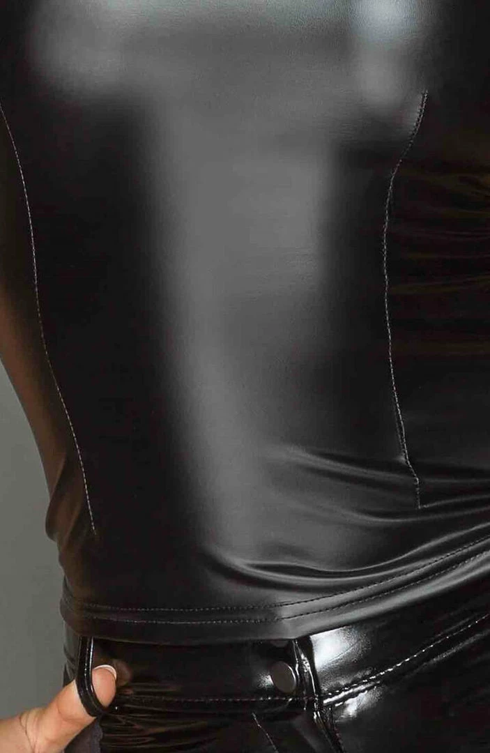 COAXcopenhagen.com Black Wet Look Top - Intractable