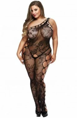 COAXcopenhagen.com LINGERIE Black Crotchless Plus Size Bodystocking - Curvy