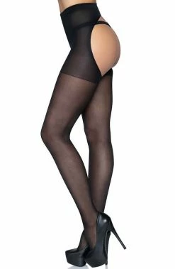 COAXcopenhagen.com Sheer Black Open Butt Pantyhose