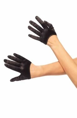 COAXcopenhagen2 Black Mini Cropped Satin Gloves