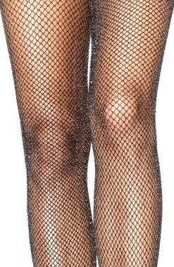 COAXcopenhagen2 Black Fishnet Pantyhose With Silver Glitter HOSIERY