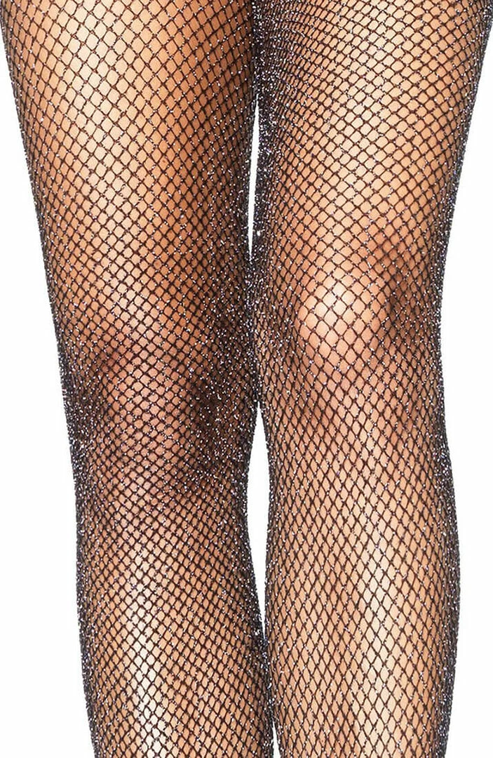 COAXcopenhagen2 Black Fishnet Pantyhose With Silver Glitter HOSIERY
