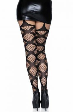 COAXcopenhagen.com Black Garter Stockings With Criss-cross HOSIERY