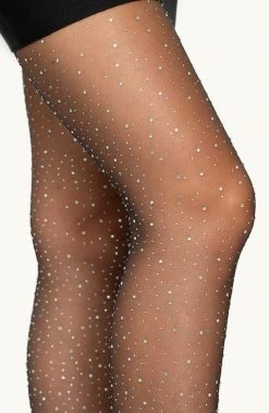 COAXcopenhagen.com Black Sheer Rhinestone Pantyhose HOSIERY