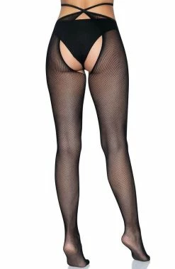 COAXcopenhagen.com Black Strappy Crotchless Pantyhose