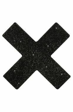 COAXcopenhagen.com Black Glitter Cross Nipple Covers