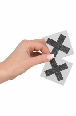 COAXcopenhagen.com Black Glitter Cross Nipple Covers