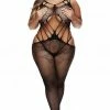 COAXcopenhagen.com Black Strappy Plus Size Bodystocking - Cross My Path