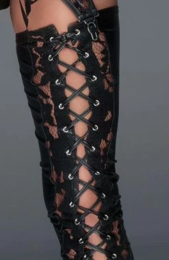 COAXcopenhagen2 Stay Up Stockings - Lace Up My Wet Look The COAX Fetish