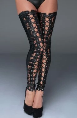 COAXcopenhagen2 Stay Up Stockings - Lace Up My Wet Look The COAX Fetish