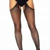 COAXcopenhagen.com HOSIERY Scalloped Crotchless Fishnet Pantyhose
