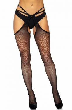 COAXcopenhagen.com HOSIERY Scalloped Crotchless Fishnet Pantyhose