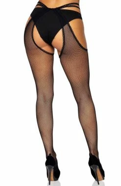 COAXcopenhagen.com HOSIERY Scalloped Crotchless Fishnet Pantyhose