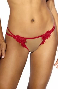COAXcopenhagen.com Sheer Mesh String Panty With Red Lace - ATTENDANCE